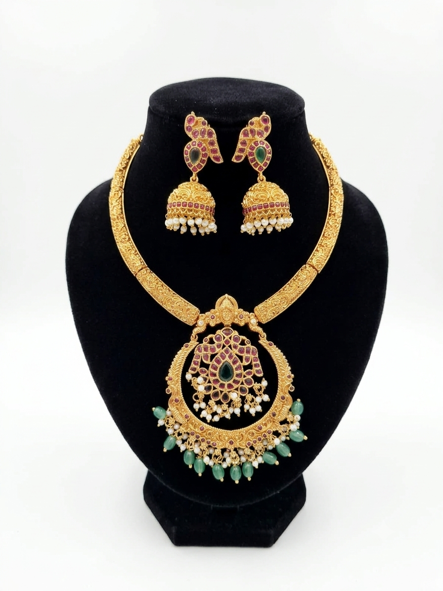Gold Look-Alike Hasli Necklace Set for Women