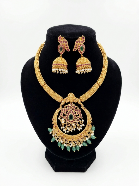 Gold Look-Alike Hasli Necklace Set for Women