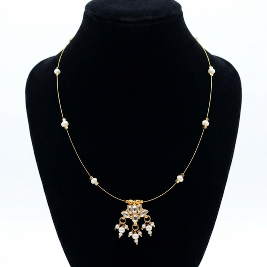 Gold Pearl Necklace with Floral Design for Women – Elegant Statement Jewellery | Super Macchi
