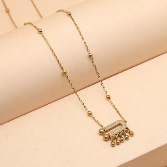 Gold Plated Demi Fine Chain and Linked Rings Pendant