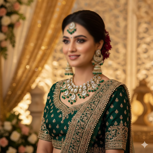 Green Color Kundan Bridal Set