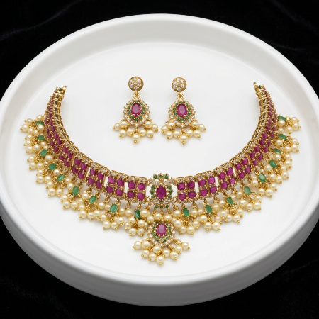 Gutta Pusalu Choker – South Indian Necklace Set | Super Macchi Jewellery Collections