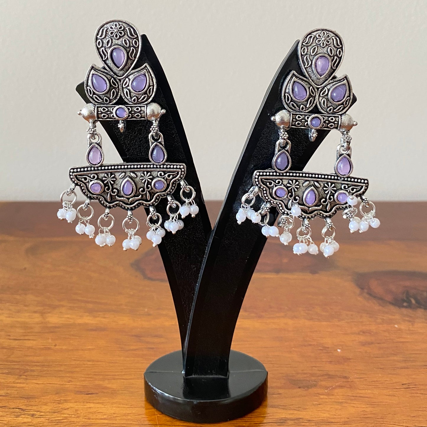 Purple German Silver Earrings