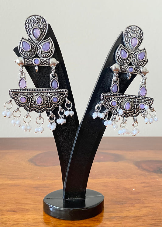 Purple German Silver Earrings
