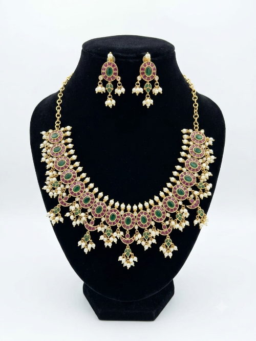 Jadau Rice Pearls Traditional Gold Look-Alike Jewellery