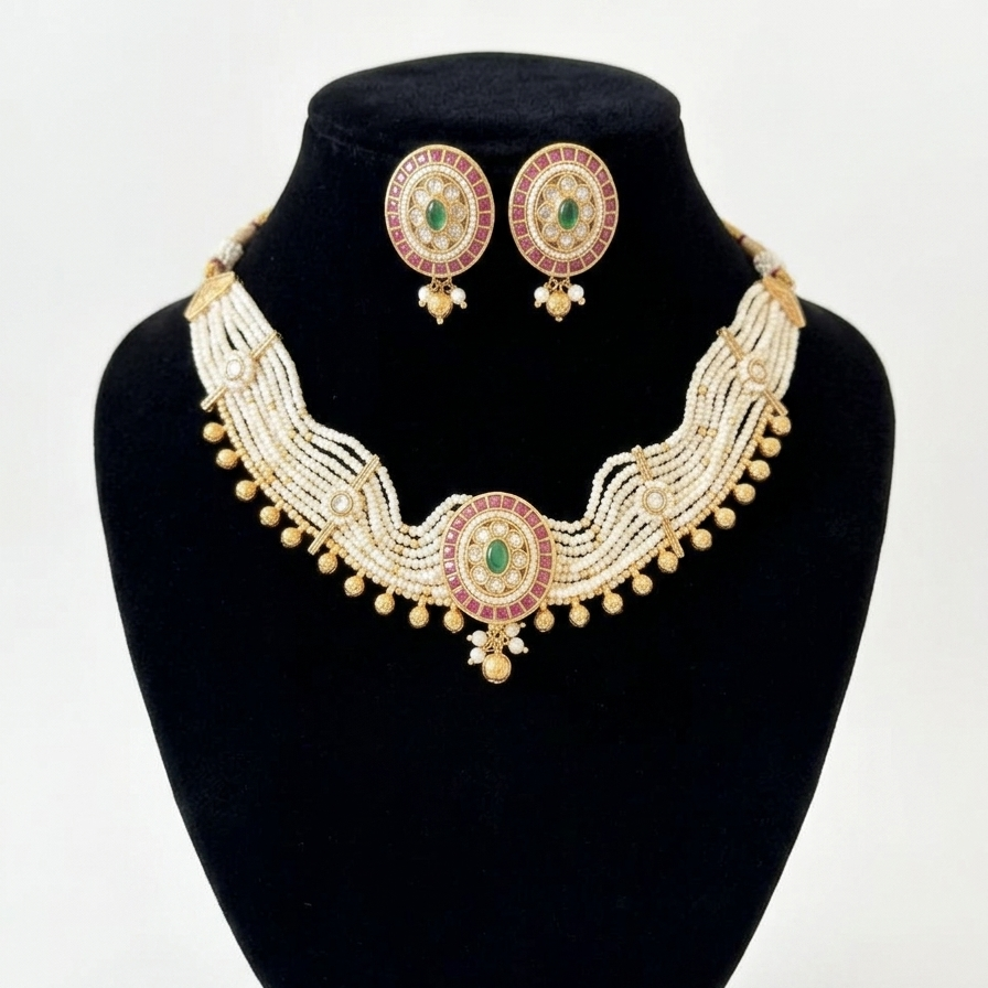 Jadau with Pearls Choker Set – Statement Jewellery