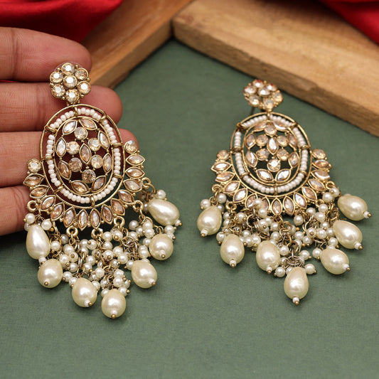 Gold Color Kundan Earrings