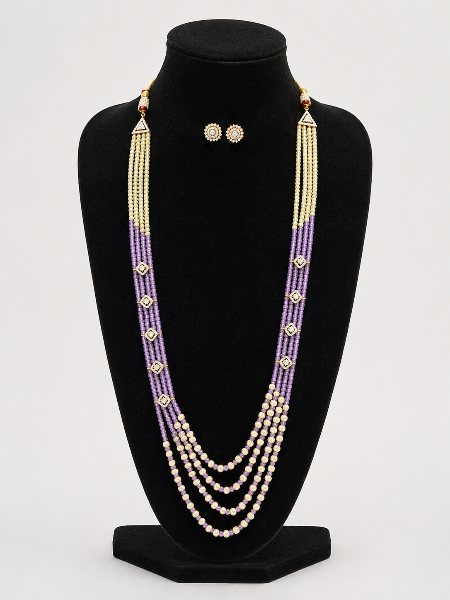 Lavender Pearl Multi-Layer Necklace Set