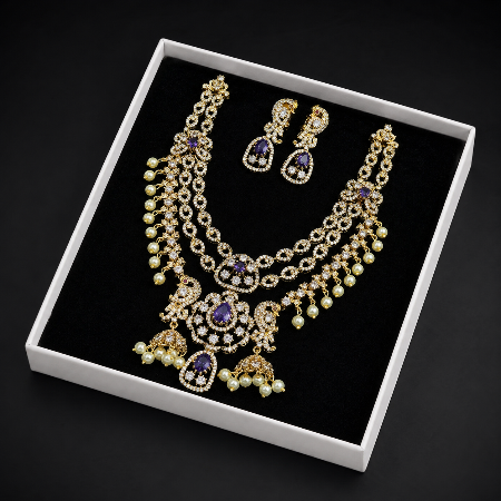 Lavender_Stone_3-Layered_Necklace_Set