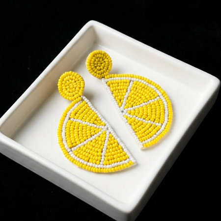 Lemon Slice Beaded Earrings