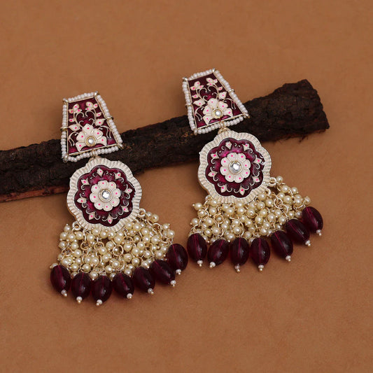 Purple Color Meenakari Earrings