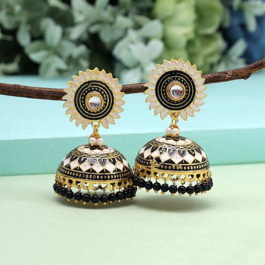 Black Color Meenakari Earrings