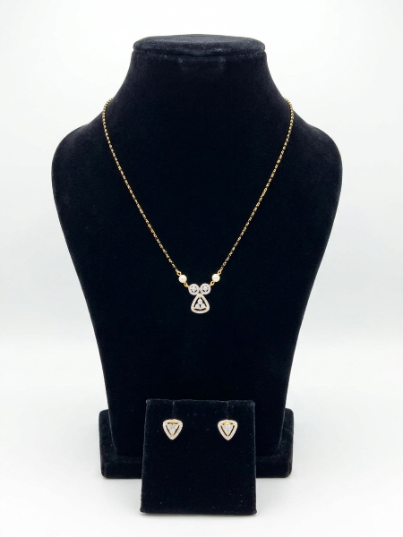 Minimal AD Mangalsutra Necklace Set for Women