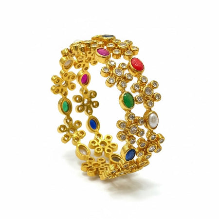 Multi-Color Stone Traditional Bangle Set