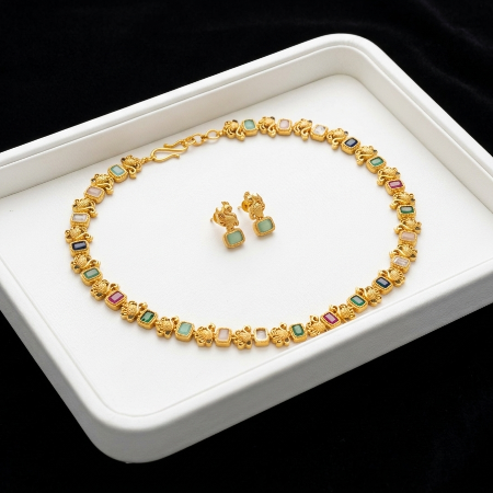 Multi-Colour-Stones-with-Peacocks-Necklace-Set-Supermacchi-Jewellery-Collections