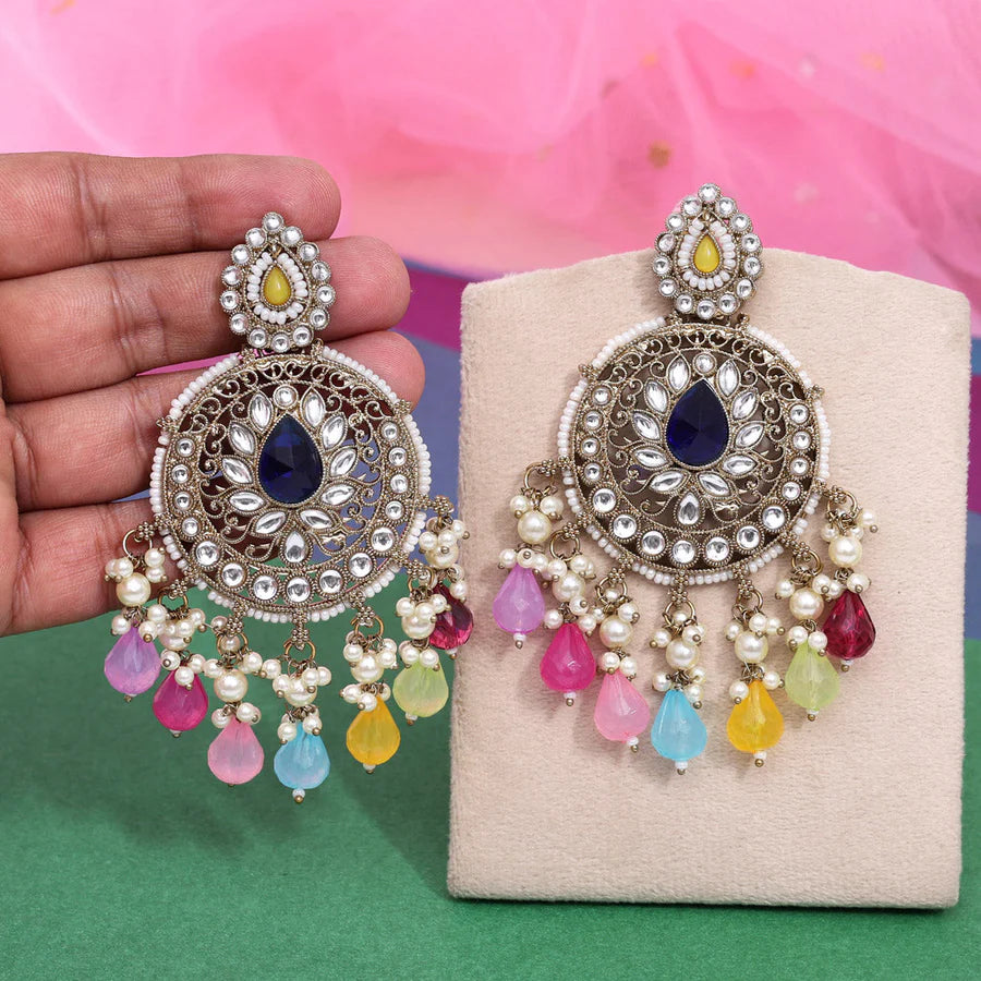 Multi Color Kundan Earrings