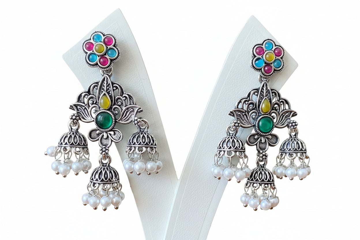 Multi Color Oxidised Earrings for Super Macchi