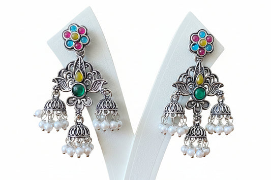 Multi Color Oxidised Earrings for Super Macchi