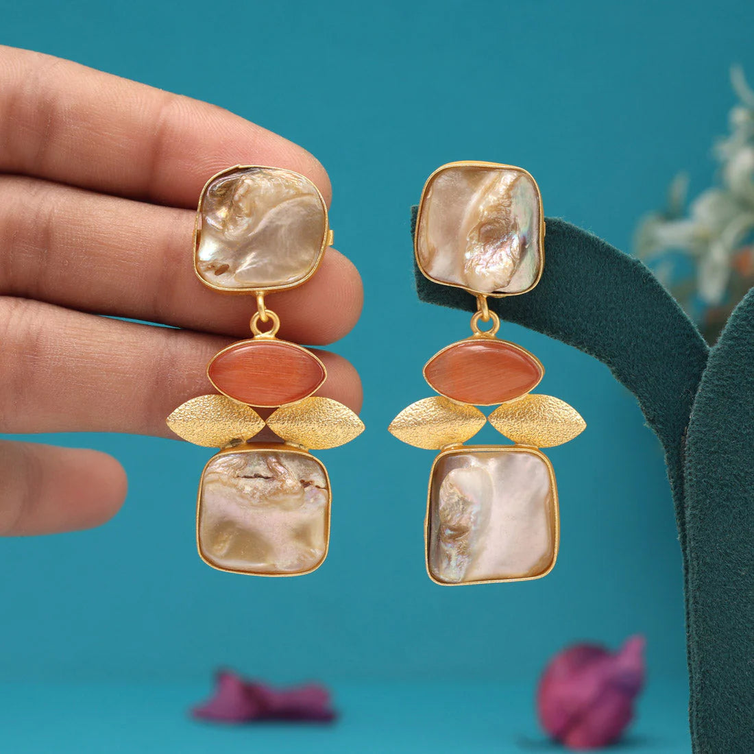 Orange Color Amrapali Earrings