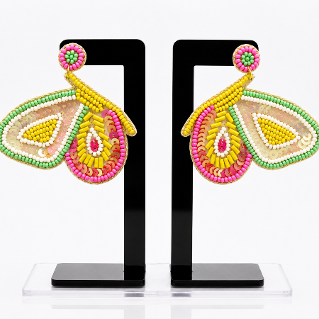 Pastel Prism Beaded Butterfly Earrings