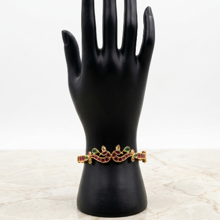 Peacock Jadau Ruby Kundan Bracelet for Women