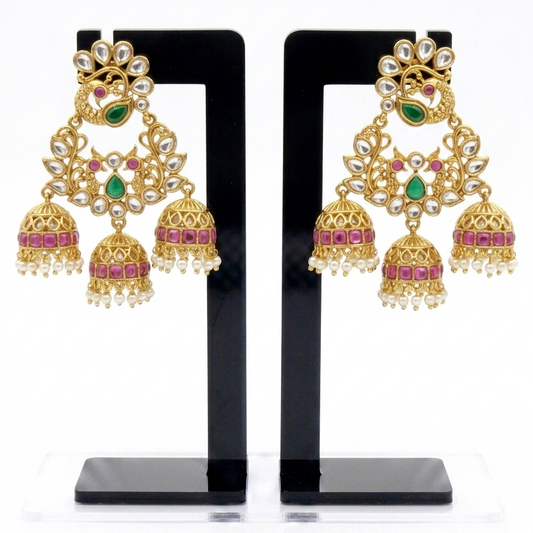 Peacock Statement Jadau Jhumkas
