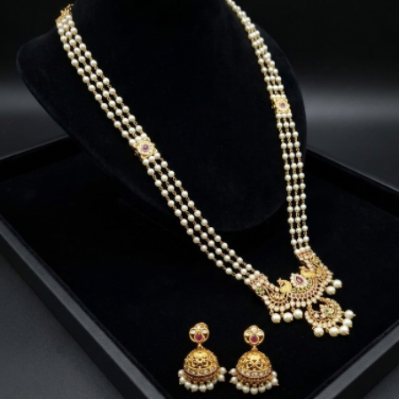 Pearl Necklace Set with Kundan Locket for Women