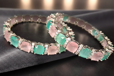  pink and green gemstones bangles