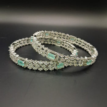 Pista Green Gemstone AD Bangles