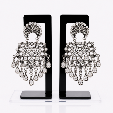 Princess Charming Alloy Chandbali Earrings for Women | Elegant Ethnic Statement Earrings | Party &amp; Wedding Jewellery | Super Macchi