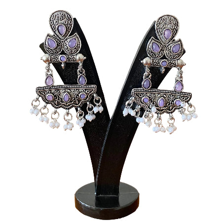 Purple German Silver Earrings