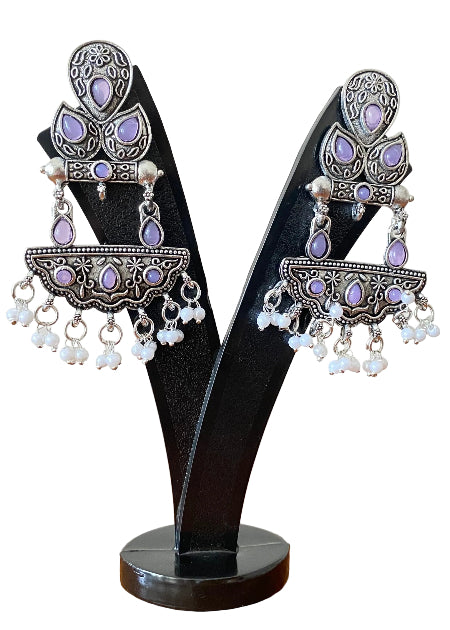 Purple Oxidised Earrings