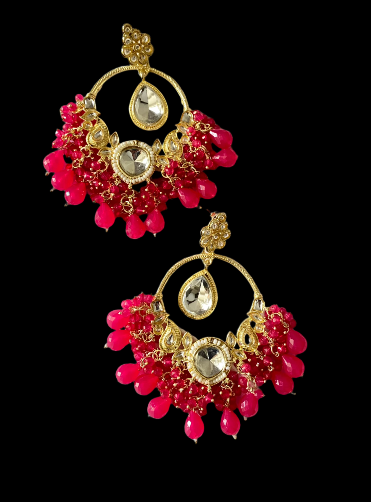 Rani Color Kundan Earrings