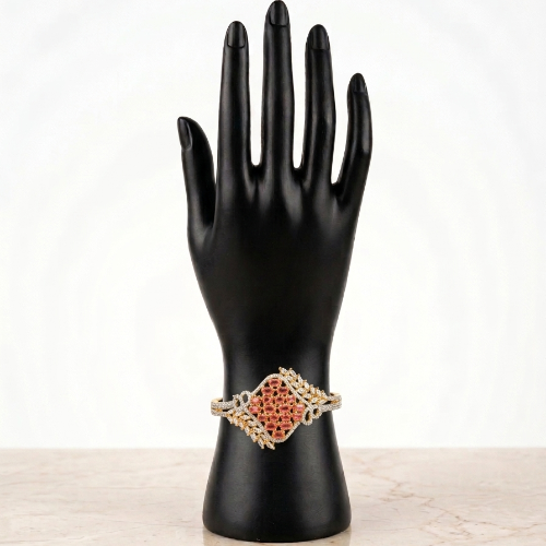 Red Stone American Diamond Unique Design Bracelet for Women
