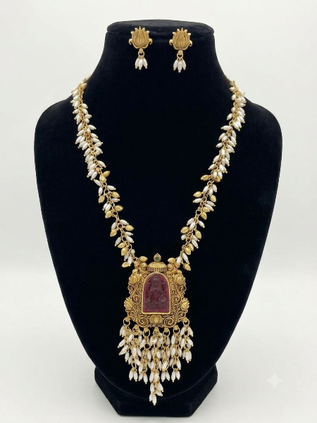 Rice Pearls Unique Designer Necklace Set for Women