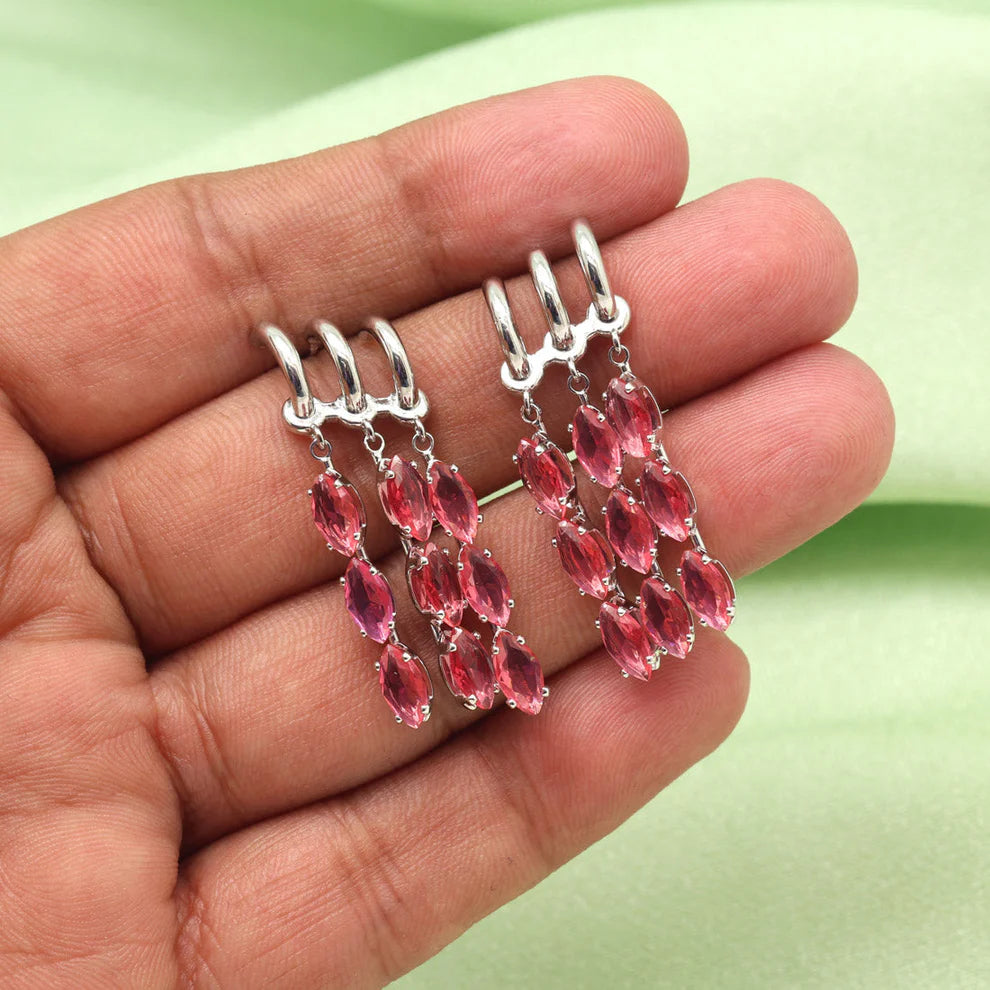 Ruby Color American Diamond Earrings