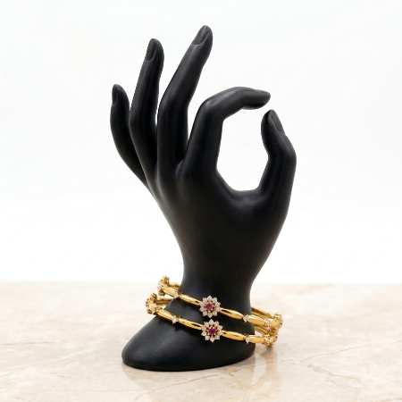 Ruby Kundan Bracelet Cum Bangles for Women 