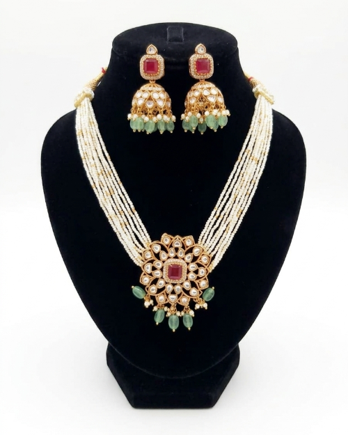Ruby Stone with Heavy Jhumkas Choker Set