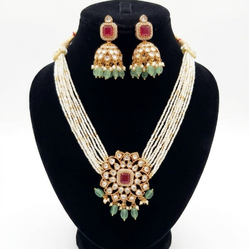 Ruby Stone with Heavy Jhumkas Choker Set