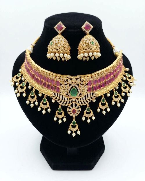 Ruby and Emerald Bridal Choker Set