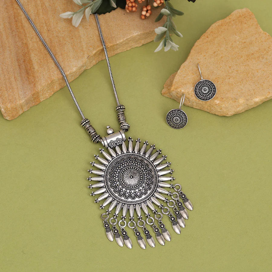 Silver Color Oxidised Necklace Set