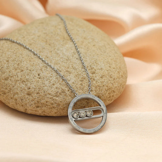 Silver Plated Demi Fine Chain and Round Pendant
