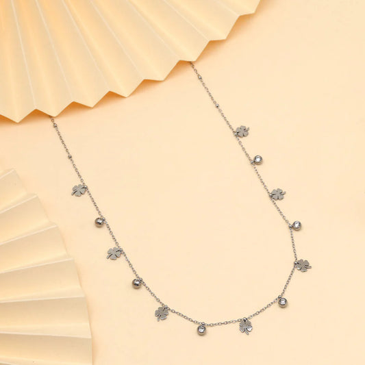 Silver Plated Demi Fine Chain with Stones and Charms