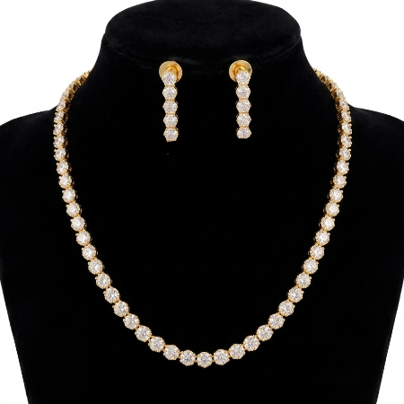 Single Line Star AD Gold Plated Necklace