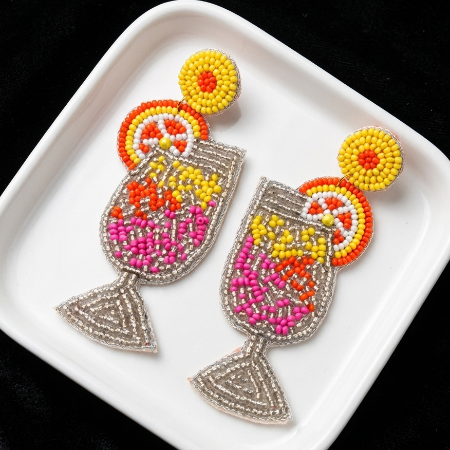 Sip and Slay Beaded Earrings - Juice Glass Inspired