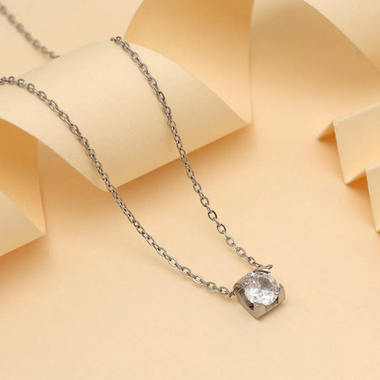Stainless Steel Silver Plated Demi Fine Chain and Pendant