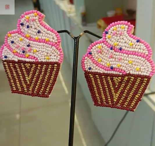 Sweet Treat Cupcake Beaded Earrings