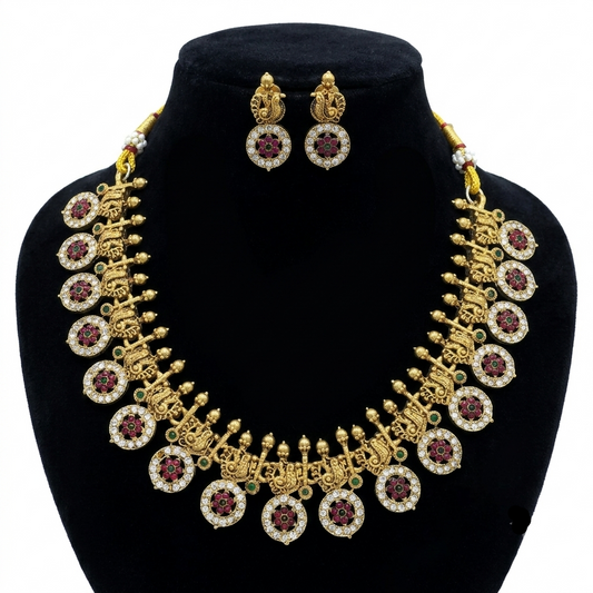 Traditional Bottu Mala Necklace – South Indian Coin Design