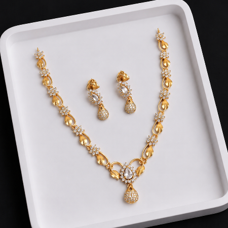 Trendy-Star-and-Leaf-Stoned-Simple-Neckset-With-Earings-Supermacchi