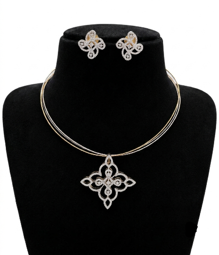 Trendy Hasli American Diamond Necklace Set for Women
